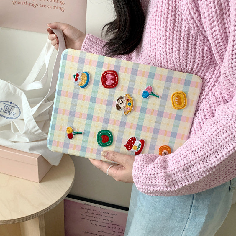 Chromahome Pattern Embroidery Bread Puppy iPad Case