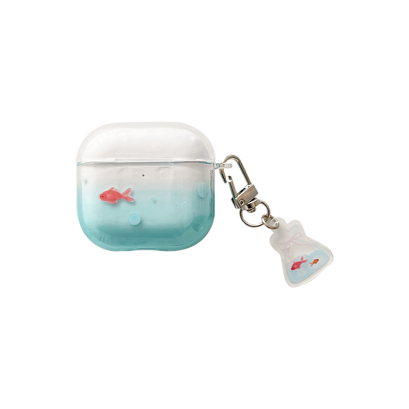 Chromahome Niche Bubble Blue Little Goldfish AirPods Case - Chromahome