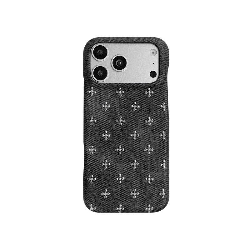 Chromahome 3D Rhinestone Cross Elegant Women Denim iPhone Case - Chromahome