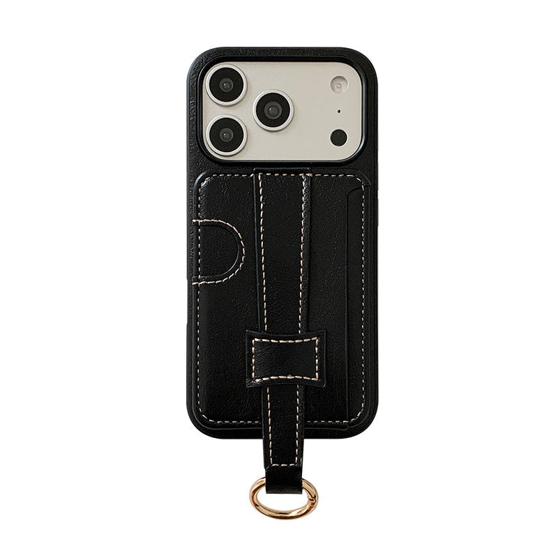 Chromahome Casual retro Leopard Print Solid Color Leather Card Holder iPhone Case - Chromahome