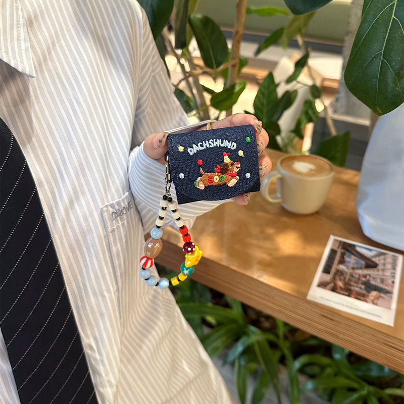 Chromahome Embroidered Dachshund Denim AirPods Case - Chromahome  