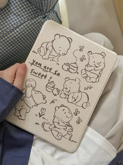 Chromahome Five Winnie the Pooh Bears on White Background iPad Case