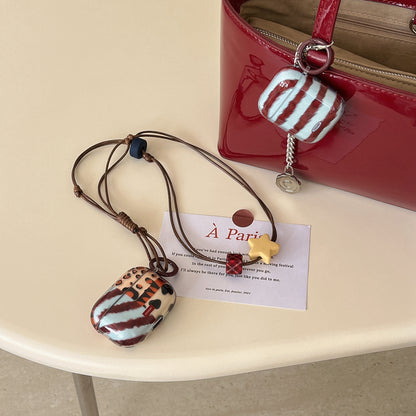 Chromahome Fashionable Retro Leopard Print Stitching Star AirPods Case - Chromahome  