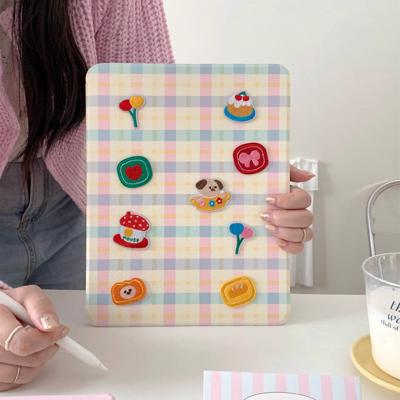 Chromahome Pattern Embroidery Bread Puppy iPad Case