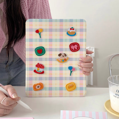 Chromahome Pattern Embroidery Bread Puppy iPad Case