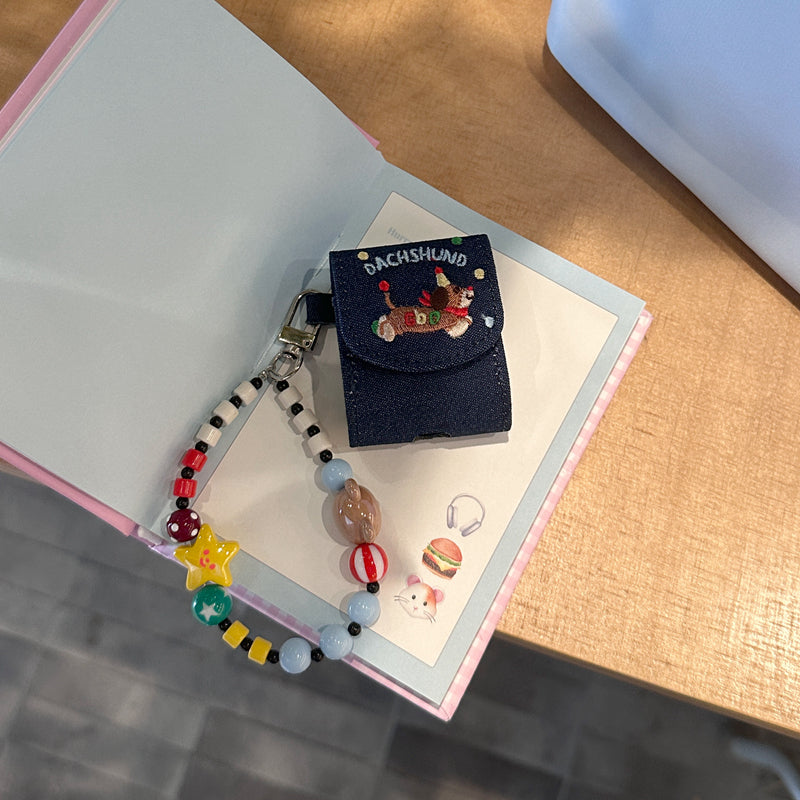 Chromahome Embroidered Dachshund Denim AirPods Case - Chromahome  