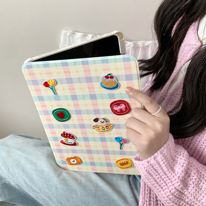 Chromahome Pattern Embroidery Bread Puppy iPad Case