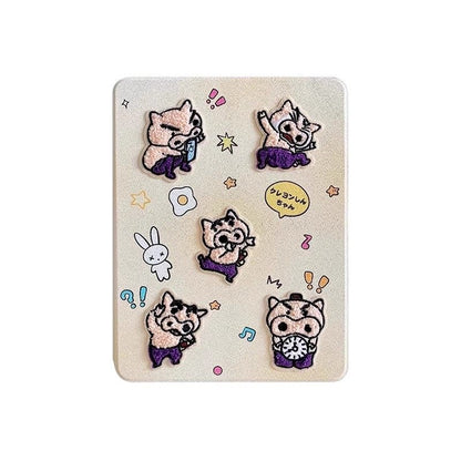 Chromahome Pink Plaid Embroidered Puppy 360-Degree Rotating iPad Case