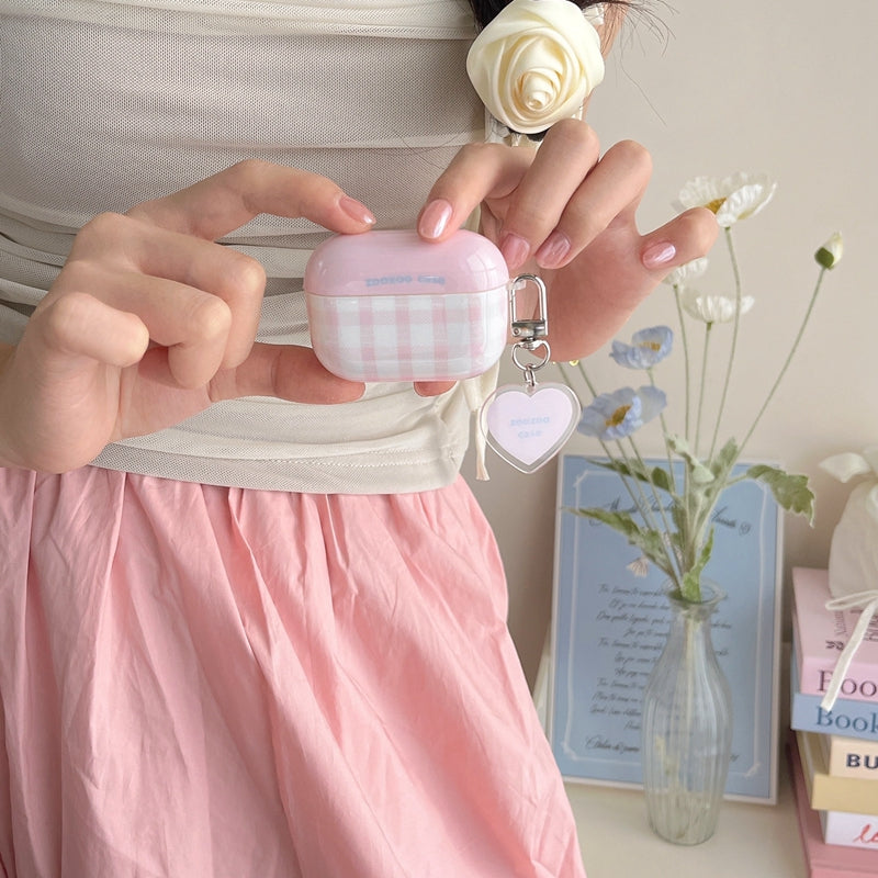 Chromahome Pink Plaid Heart Pendant AirPods Case - Chromahome  