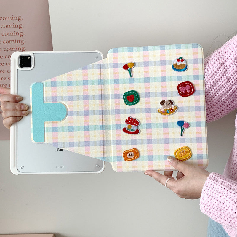 Chromahome Pattern Embroidery Bread Puppy iPad Case