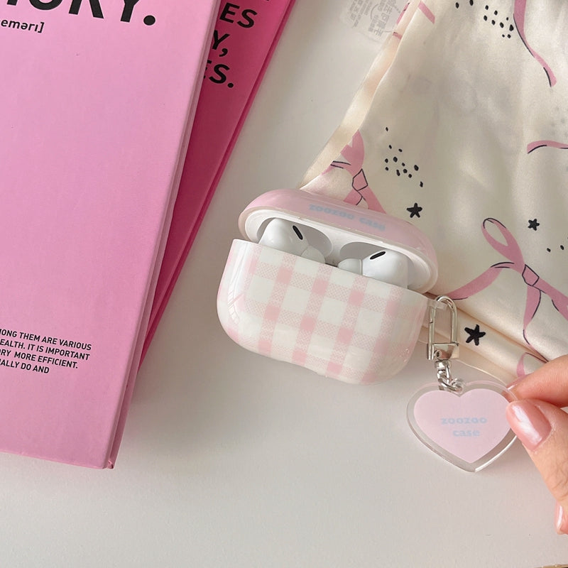 Chromahome Pink Plaid Heart Pendant AirPods Case - Chromahome  