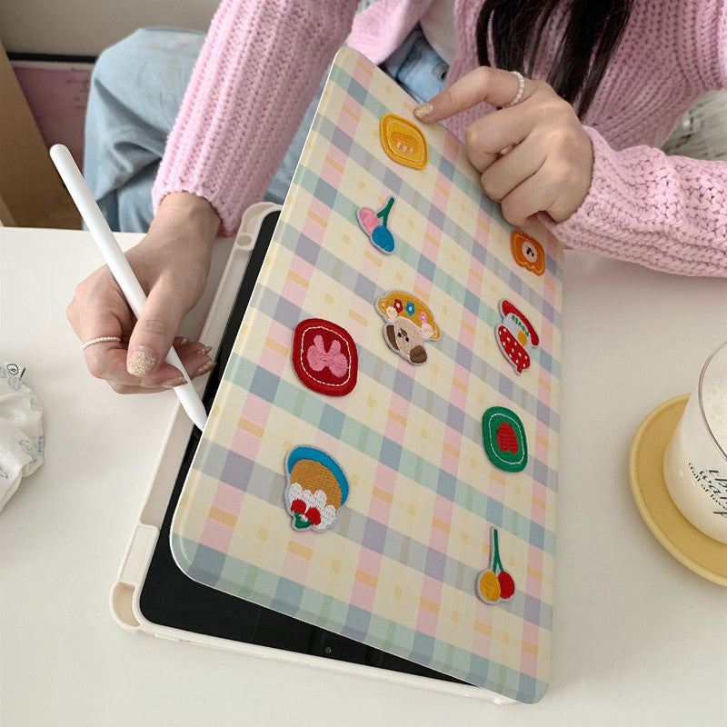 Chromahome Pattern Embroidery Bread Puppy iPad Case