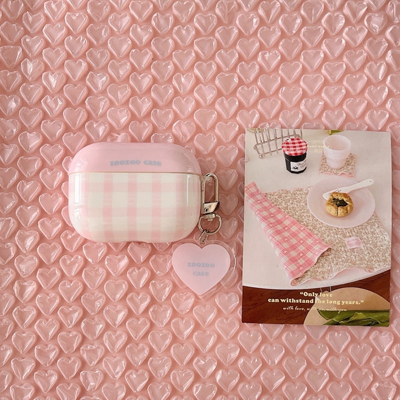 Chromahome Pink Plaid Heart Pendant AirPods Case - Chromahome  