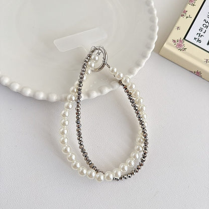 Chromahome Light Luxury Crystal Pearl Double Chain Phone Wristlets