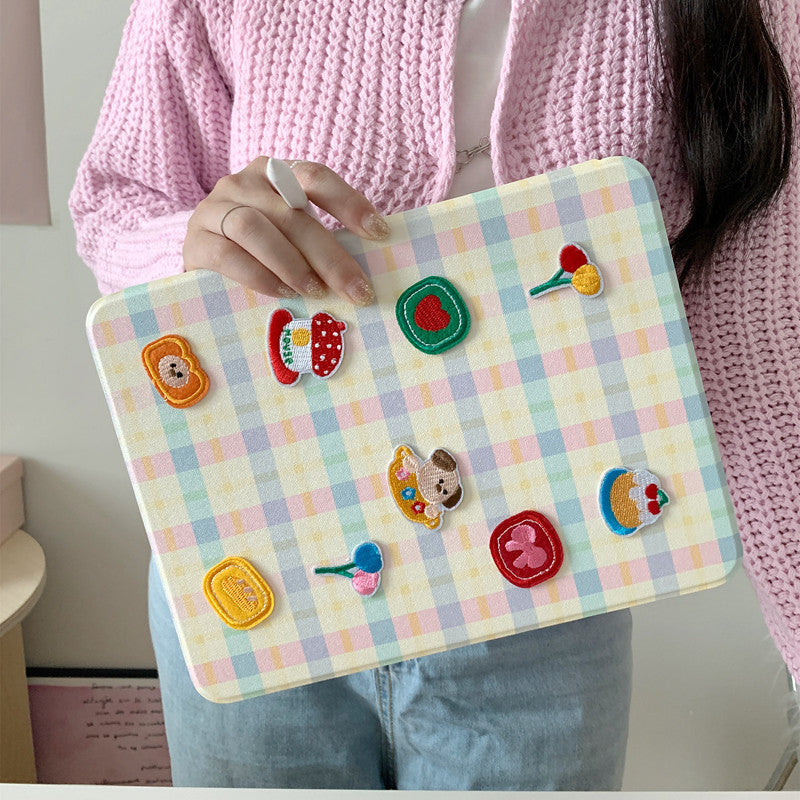 Chromahome Pattern Embroidery Bread Puppy iPad Case