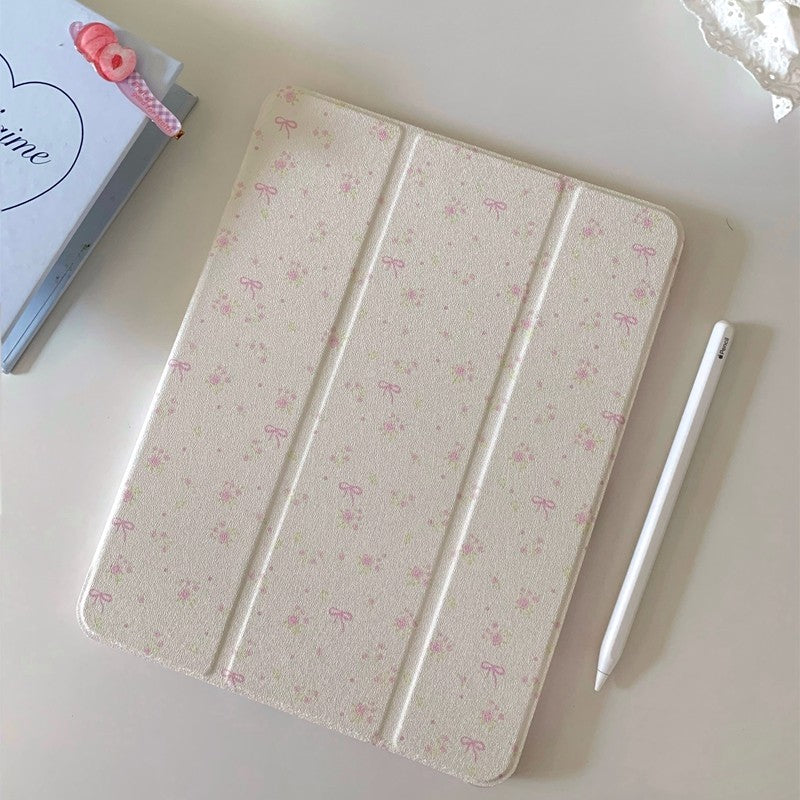 Chromahome Crushed Flower Bowknot Compatible iPad Case