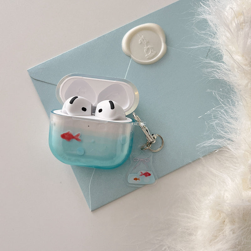 Chromahome Niche Bubble Blue Little Goldfish AirPods Case - Chromahome  