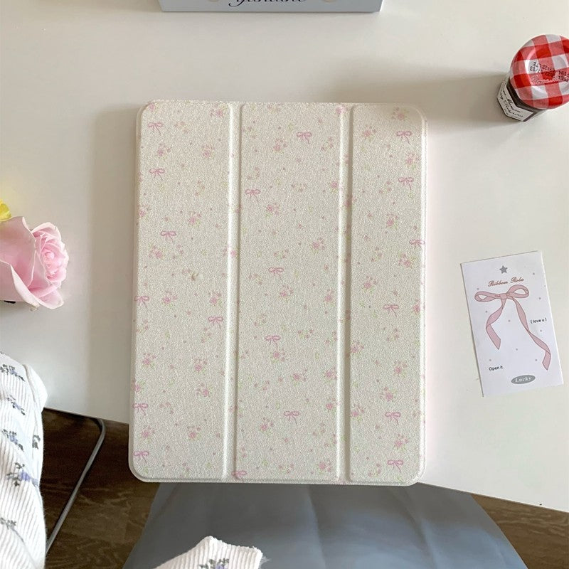 Chromahome Crushed Flower Bowknot Compatible iPad Case