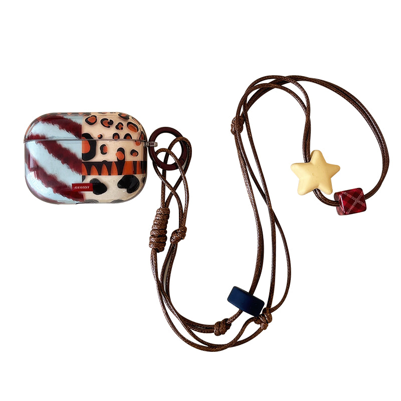 Chromahome Fashionable Retro Leopard Print Stitching Star AirPods Case - Chromahome  