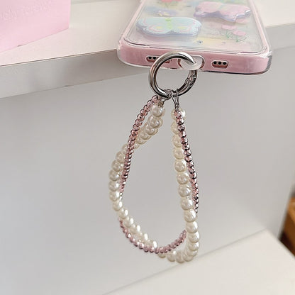 Chromahome Light Luxury Crystal Pearl Double Chain Phone Wristlets
