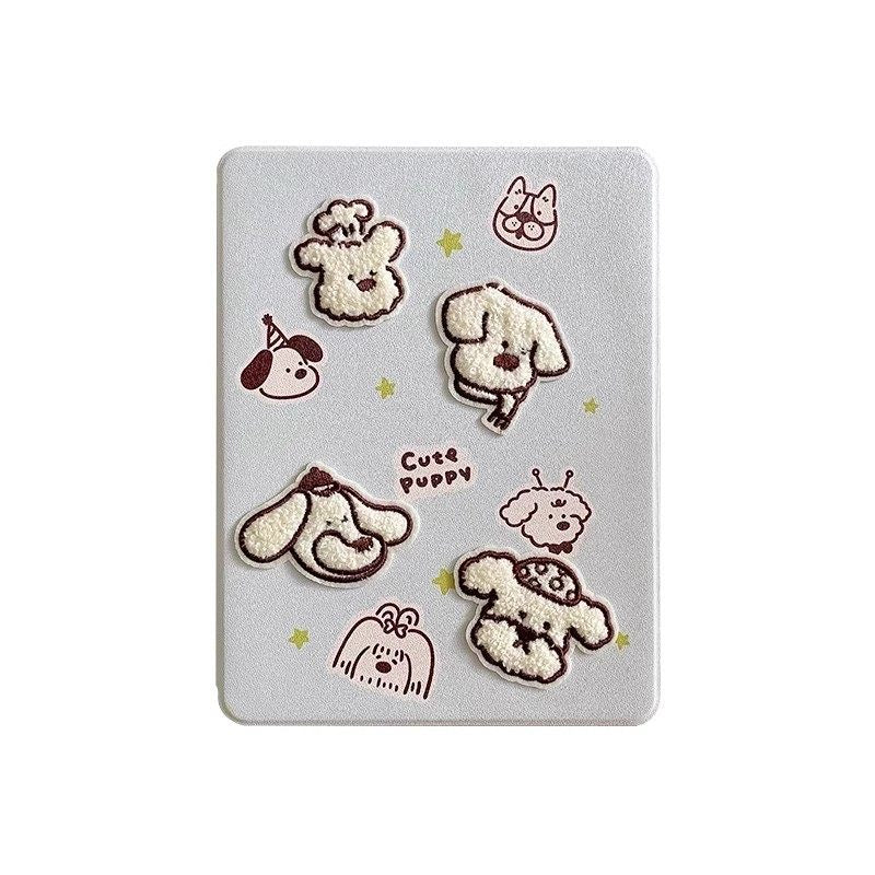 Chromahome Pink Plaid Embroidered Puppy 360-Degree Rotating iPad Case