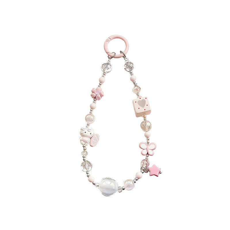 Chroamhome Sweet Girly Heart Phone Chain Phone Wristlets