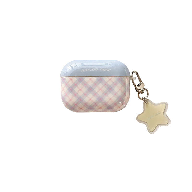 Chromahome Color-Block Plaid Star Pendant AirPods Case - Chromahome  