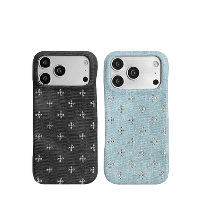 Chromahome 3D Rhinestone Cross Elegant Women Denim iPhone Case - Chromahome  