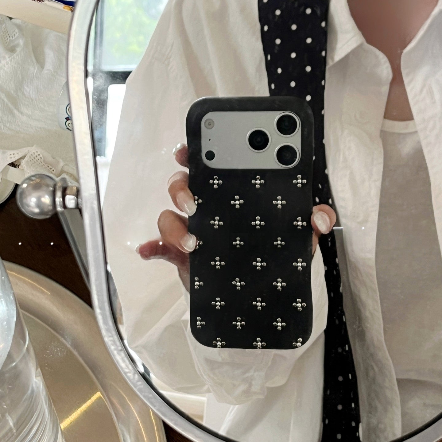 Chromahome 3D Rhinestone Cross Elegant Women Denim iPhone Case - Chromahome  