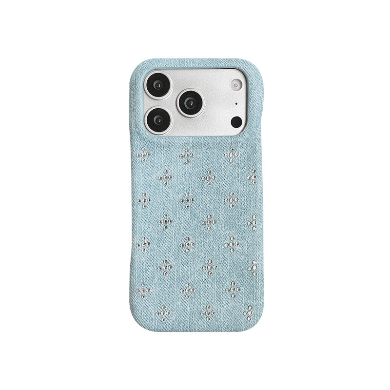 Chromahome 3D Rhinestone Cross Elegant Women Denim iPhone Case - Chromahome