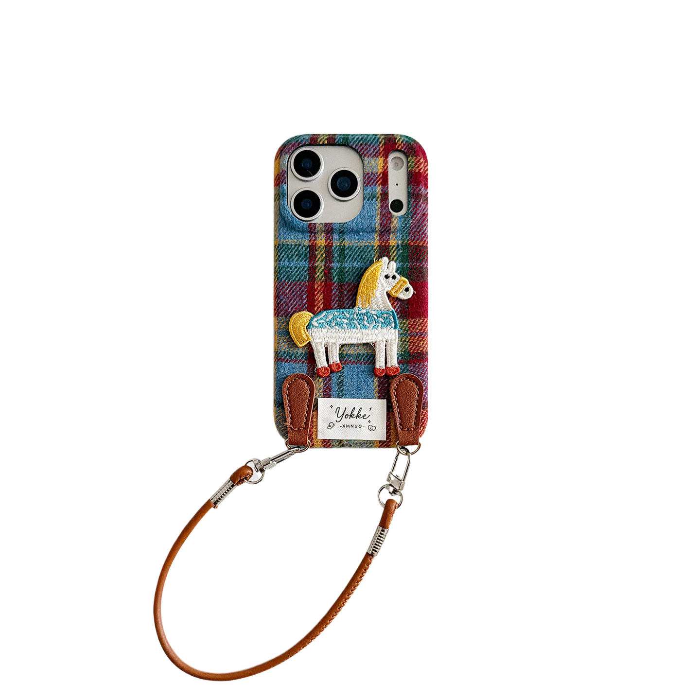 Chromahome Autumn and Winter retro Colorful Plaid Embroidered iPhone Case - Chromahome  