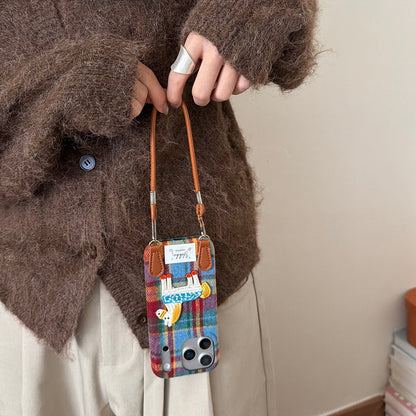 Chromahome Autumn and Winter retro Colorful Plaid Embroidered iPhone Case - Chromahome  