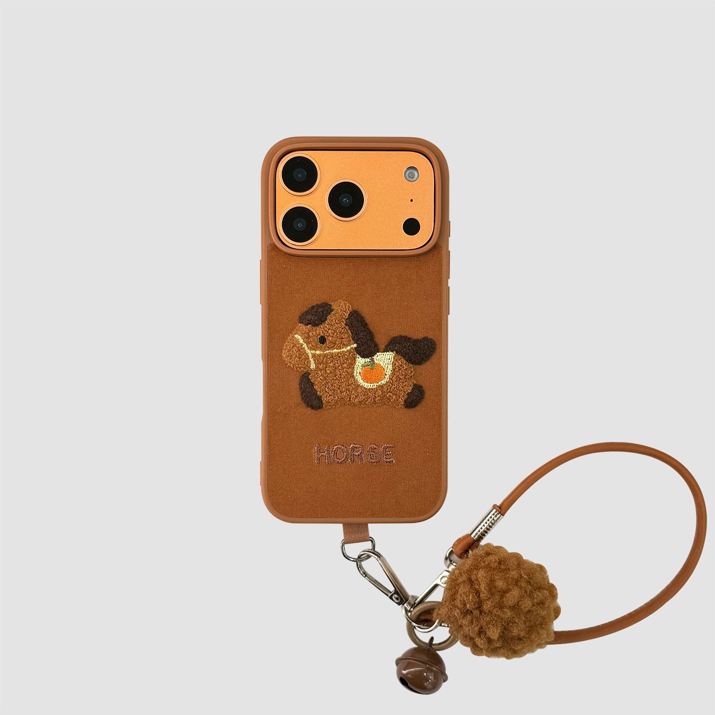 Chromahome Brown Velvet Embroidered Pony iPhone Case - Chromahome  