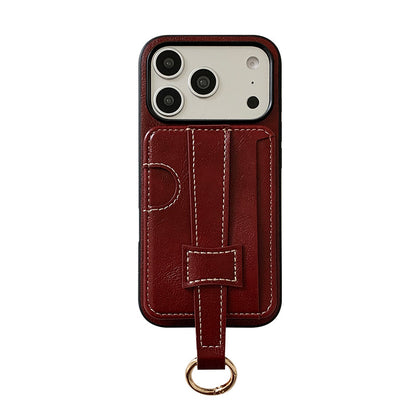 Chromahome Casual retro Leopard Print Solid Color Leather Card Holder iPhone Case - Chromahome  