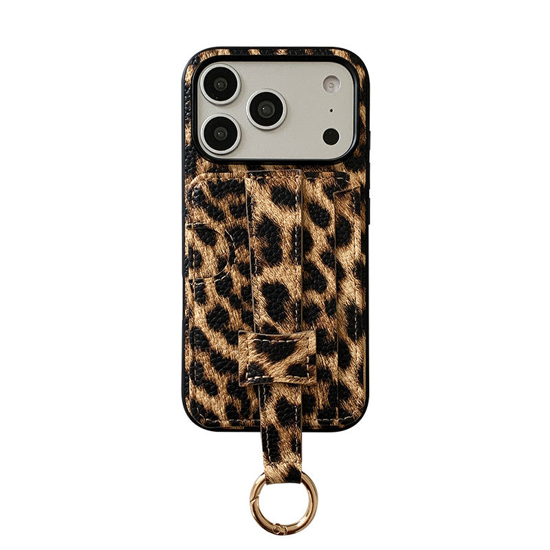 Chromahome Casual retro Leopard Print Solid Color Leather Card Holder iPhone Case - Chromahome  