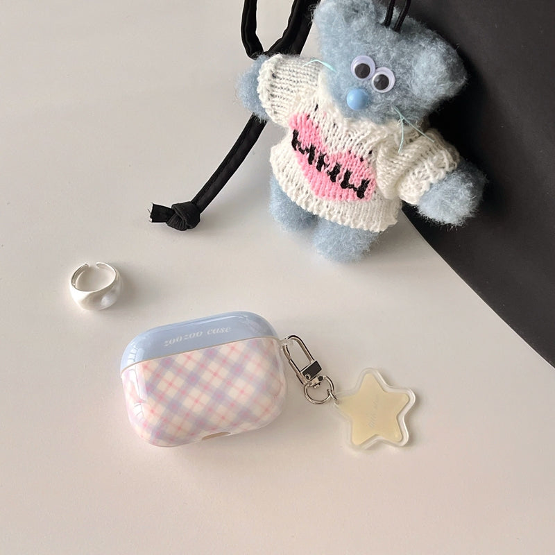 Chromahome Color-Block Plaid Star Pendant AirPods Case - Chromahome  