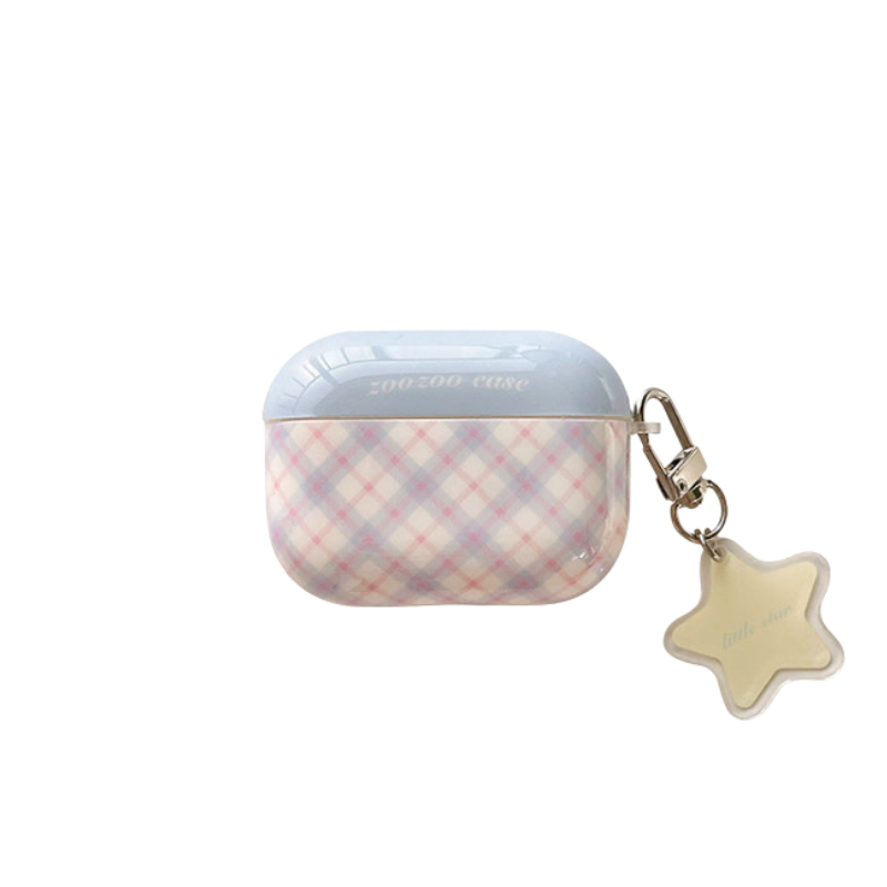 Chromahome Color-Block Plaid Star Pendant AirPods Case - Chromahome  