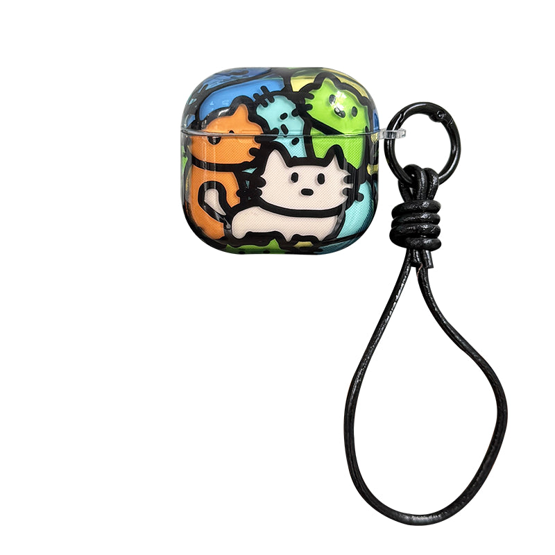 Chromahome Colorful Line Cat AirPods Case - Chromahome