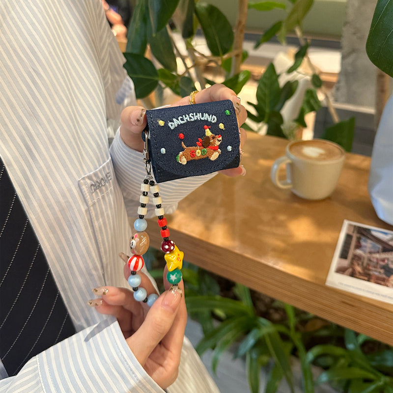 Chromahome Embroidered Dachshund Denim AirPods Case - Chromahome  