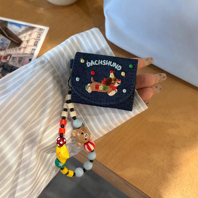 Chromahome Embroidered Dachshund Denim AirPods Case - Chromahome  