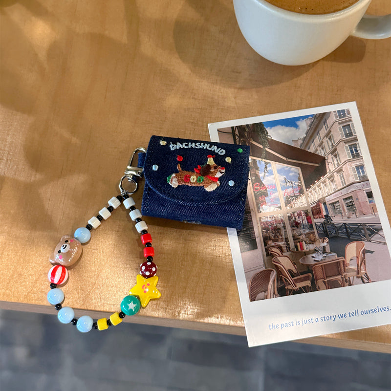 Chromahome Embroidered Dachshund Denim AirPods Case - Chromahome  