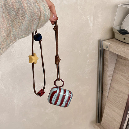 Chromahome Fashionable Retro Leopard Print Stitching Star AirPods Case - Chromahome  