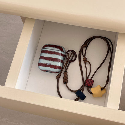 Chromahome Fashionable Retro Leopard Print Stitching Star AirPods Case - Chromahome  