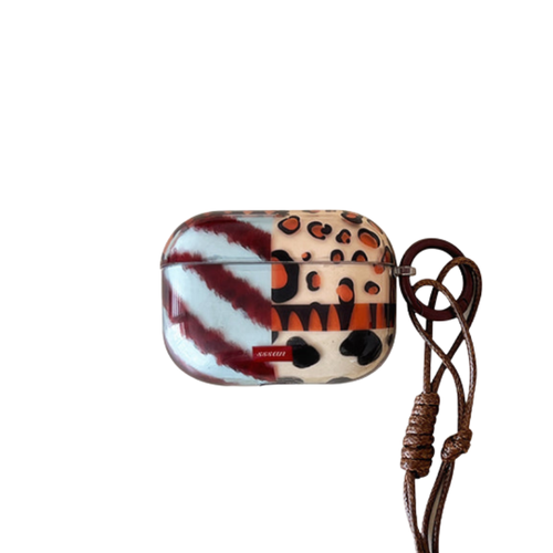 Chromahome Fashionable Retro Leopard Print Stitching Star AirPods Case - Chromahome  