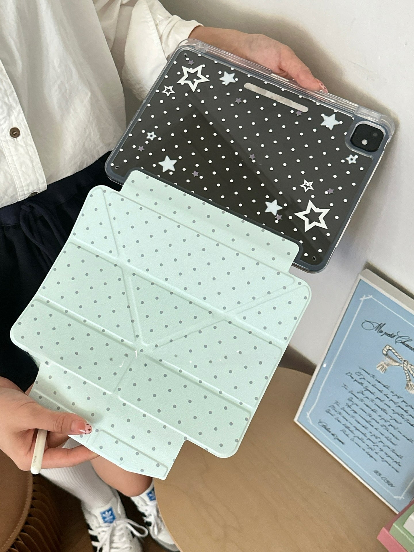 Chromahome Fresh Blue Polka Dot Star iPad Case - Chromahome  