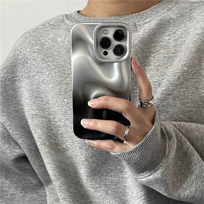 Chromahome Gradient Silver-Black Irregular Wave Pattern iPhone Case - Chromahome   