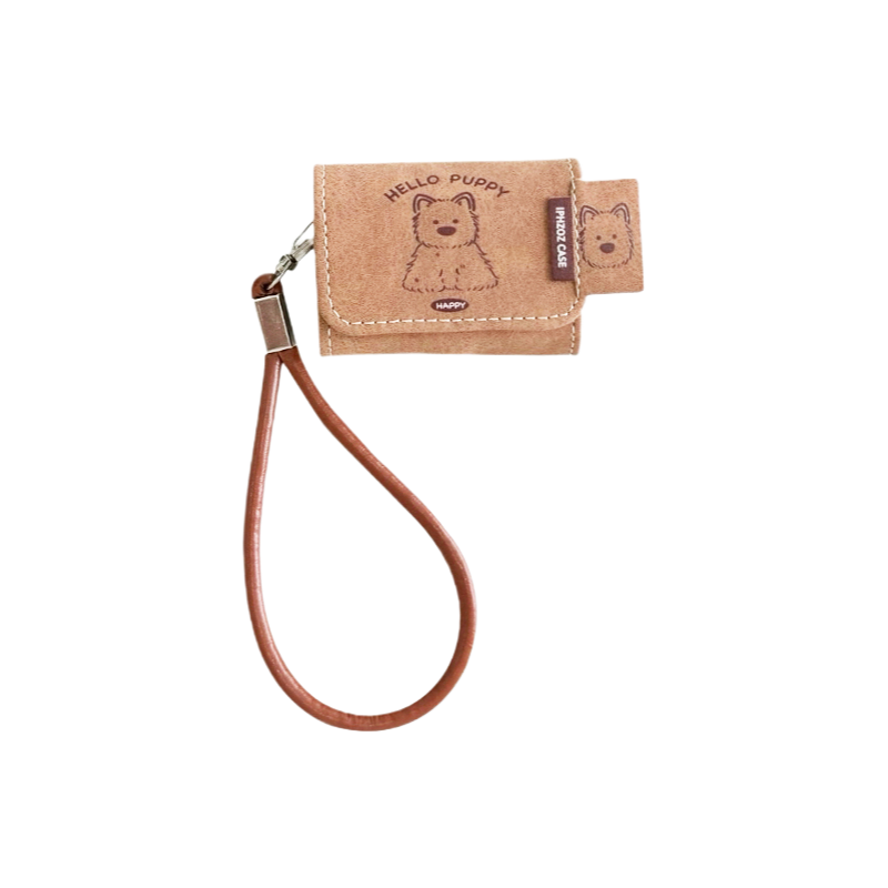 Chromahome Leather Retro Brown Dog AirPods Case - Chromahome  