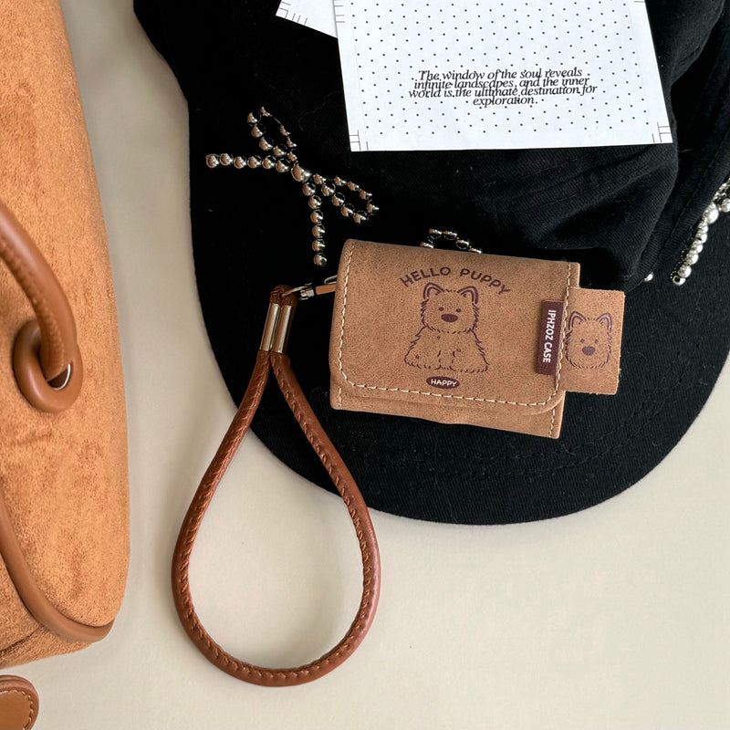 Chromahome Leather Retro Brown Dog AirPods Case - Chromahome  