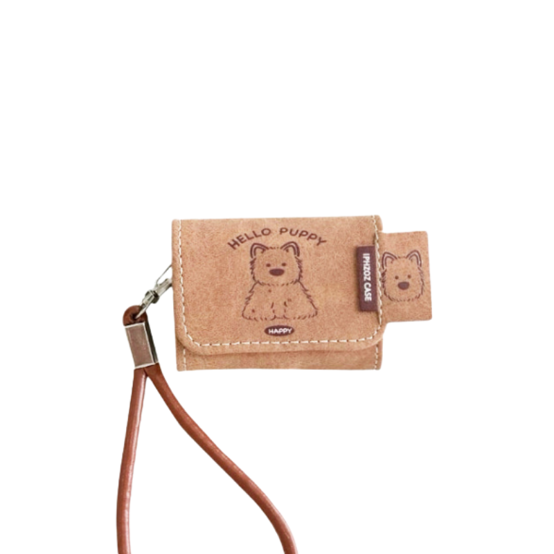 Chromahome Leather Retro Brown Dog AirPods Case - Chromahome  