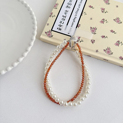 Chromahome Light Luxury Crystal Pearl Double Chain Phone Wristlets - Chromahome  